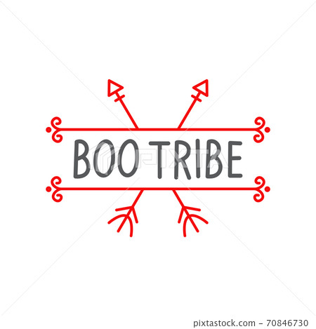 Boo tribe lettering design template, brush grunge, Halloween caligraphic word, vector illustration Boo tribe lettering design template, brush grunge, Halloween caligraphic word, vector illustration 70846730