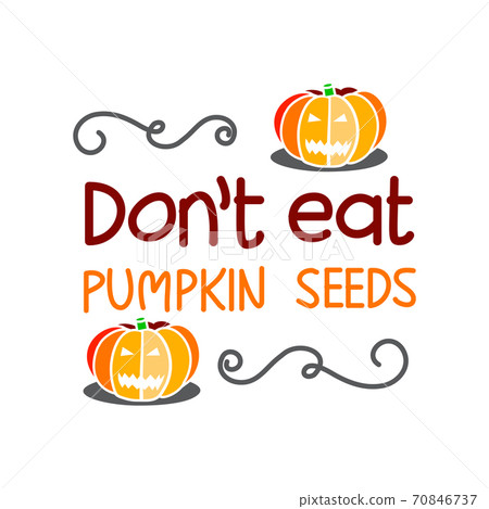 Don't eat pumpkin seeds hand drawn lettering vector illustration Don't eat pumpkin seeds hand drawn lettering vector illustration 70846737