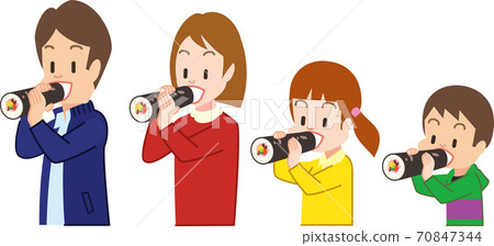 Family eating Ehomaki Family eating Ehomaki 70847344