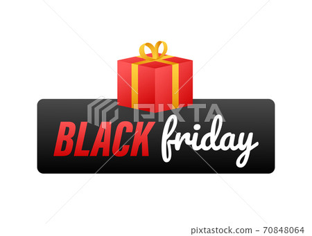 Abstract vector black friday sale layout. Black friday design, sale, discount, advertising, marketing price tag. Vector stock illustration. 70848064
