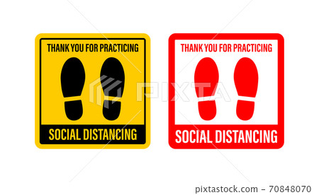 Social distance signage icon. Please wait here. Keep safe distance. Vector stock illustration. 70848070