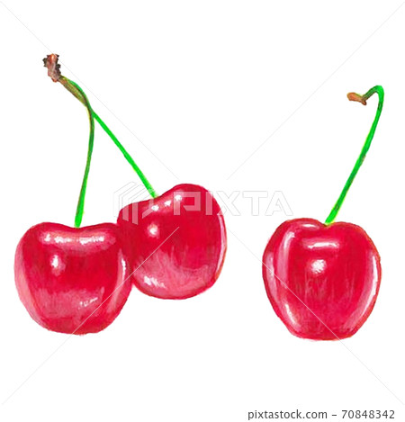 Real illustration of hand-painted cherries 70848342