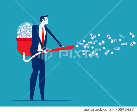 Attracts money with a vacuum cleaner. Business financial 70848427