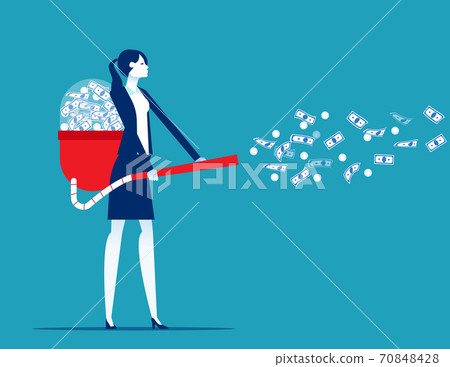 Attracts money with a vacuum cleaner. Business financial Attracts money with a vacuum cleaner. Business financial 70848428