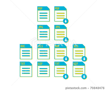 Vector illustration of saved file / Set of image files, documents, software icons 70848478