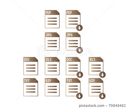 Vector illustration of saved file / Set of image files, documents, software icons Vector illustration of saved file / Set of image files, documents, software icons 70848481