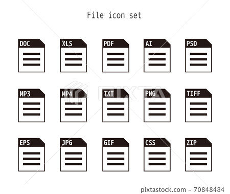 Vector illustration of saved file / Set of image files, documents, software icons 70848484