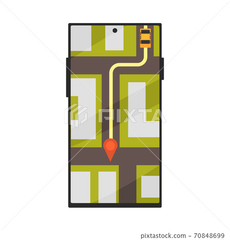 Map Navigation, Mobile App Interface, City Transportation Vector Illustration Map Navigation, Mobile App Interface, City Transportation Vector Illustration 70848699