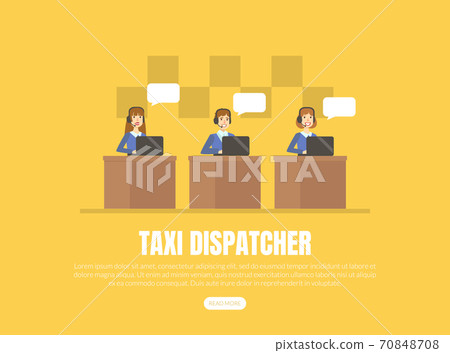 Taxi Dispatcher Landing Page Template, Mobile City Public Transportation Service Vector Illustration Taxi Dispatcher Landing Page Template, Mobile City Public Transportation Service Vector Illustration 70848708