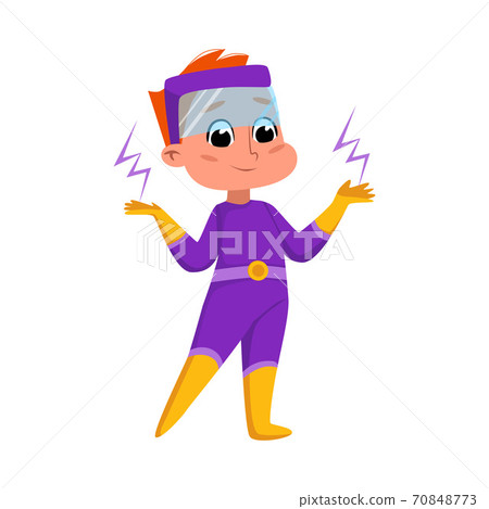 Cute Boy in Superhero Costume and Mask 70848773