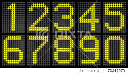 Number illustration Electric sign 1-10 Yellow Number illustration Electric sign 1-10 Yellow 70849073