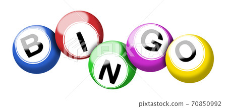Colorful bingo balls illustration isolated on white with clipping path 70850992