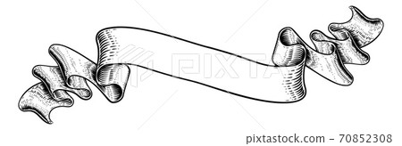 Scroll Vintage Flag Paper Banner Ribbon Woodcut Scroll Vintage Flag Paper Banner Ribbon Woodcut 70852308