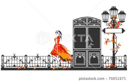 fall season shopping vector background with beautiful woman and bags fall season shopping vector background with beautiful woman and bags 70852871