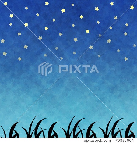Night meadow background square starry sky watercolor style Night meadow background square starry sky watercolor style 70853004
