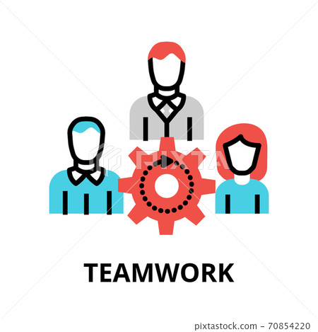 Concept of Teamwork icon, modern flat thin line design Concept of Teamwork icon, modern flat thin line design 70854220