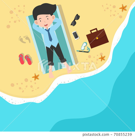 businessman happy on Beach in a top view 70855239