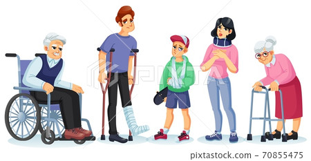 Disabled young adult people children character set Disabled young adult people children character set 70855475