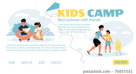 Kid summer camp in forest advertising landing page Kid summer camp in forest advertising landing page 70855581