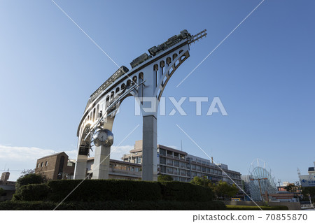 Steam locomotive monument in front of Yonago station 70855870