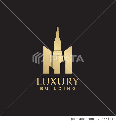 Luxury building logo design with golden color-插圖素材 [70856124] - PIXTA圖庫