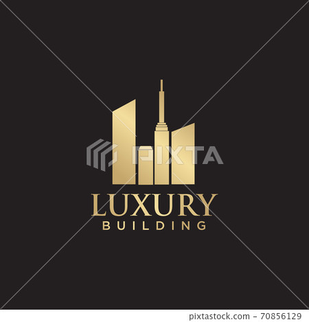 Luxury building logo design with golden color-插圖素材 [70856129] - PIXTA圖庫