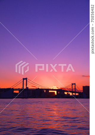 從東京丰洲極裡公園彩虹橋的夜景 從東京丰洲極裡公園彩虹橋的夜景 70856482