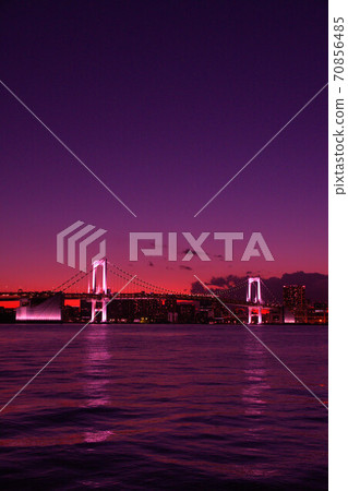 Night view of Rainbow Bridge from Toyosu Gururi Park, Tokyo, from Toyosu Gururi Park, Tokyo Night view of Rainbow Bridge from Toyosu Gururi Park, Tokyo, from Toyosu Gururi Park, Tokyo 70856485