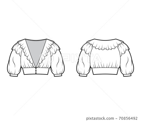 Under bust crop top technical fashion illustration with slim fit