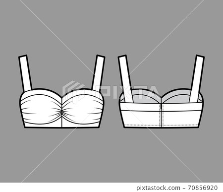 Cropped bra top technical fashion illustration... - Stock Illu…