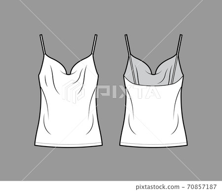 Camisole technical fashion illustration with vintage-inspired cowl neckline, relaxed fit, tunic length Flat outwear tank Camisole technical fashion illustration with vintage-inspired cowl neckline, relaxed fit, tunic length Flat outwear tank 70857187
