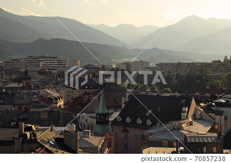 Roofs of Innsbruck before sunset 70857238