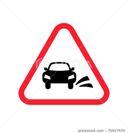 Water splash warning road sign. 70857454