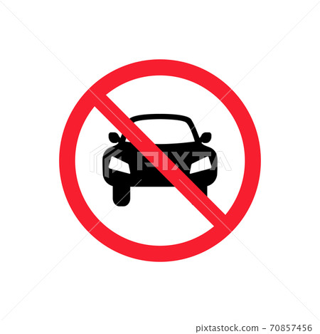 No car or no parking traffic sign. Circle prohibited sign for no car or no parking sign. No car or no parking traffic sign. Circle prohibited sign for no car or no parking sign. 70857456