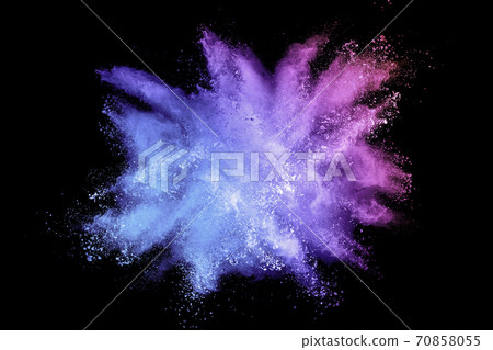 Colorful background of pastel powder explosion.Multi colored dust splash on black background.Painted Holi. 70858055