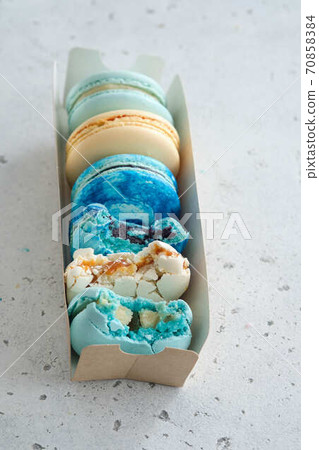 Homemade Colorful macaroons or macaron on White background. Homemade Colorful macaroons or macaron on White background. 70858384