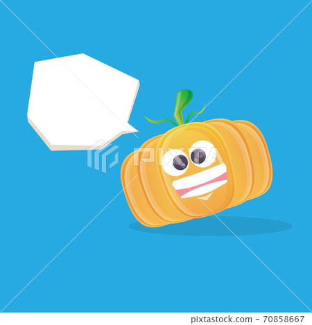 vector funny cartoon pumpkin character isolated on blue background. funky smiling cute autumn vegetable character. Halloween cartoon smiling pumpkin vector funny cartoon pumpkin character isolated on blue background. funky smiling cute autumn vegetable character. Halloween cartoon smiling pumpkin 70858667