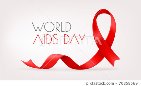 Red ribbon on red background. World AIDS day 70859569