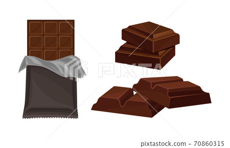Parts of Chocolate Bar or Candy Bar as Confection of Rectangular Form with Nuts Vector Set Parts of Chocolate Bar or Candy Bar as Confection of Rectangular Form with Nuts Vector Set 70860315