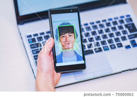 Face recognition security eKYC DX [Image of digitization of authentication] 70860862