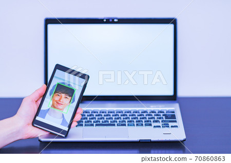 Face recognition security eKYC DX [Image of digitization of authentication] 70860863