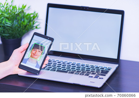 Face recognition security eKYC DX [Image of digitization of authentication] 70860866