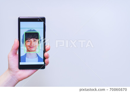 Face recognition security eKYC DX [Image of digitization of authentication] 70860870