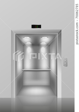 Template of elevator or lift empty cabin, realistic vector illustration. Template of elevator or lift empty cabin, realistic vector illustration. 70862785