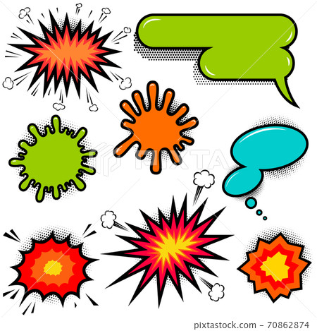 Set of empty comic style speech bubles.Design elements for poster, t shirt, banner. 70862874