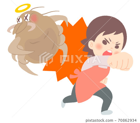 Repel ticks! Illustration of a housewife fighting ticks and getting rid of ticks-bare hands Repel ticks! Illustration of a housewife fighting ticks and getting rid of ticks-bare hands 70862934