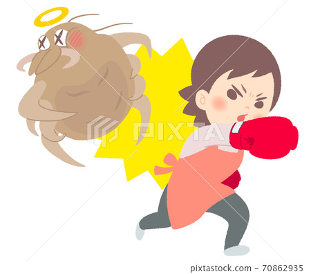 Repel ticks! Illustration of a housewife fighting ticks and getting rid of ticks-Glove 70862935