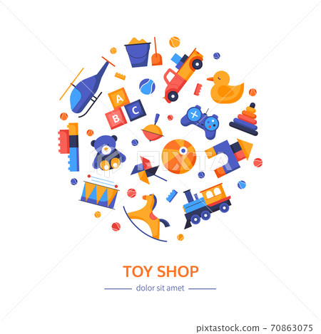 Toy shop - vector flat design style banner 70863075