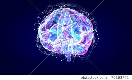 Brain xray, human anatomy, 3D Illustrated neurons 70863761