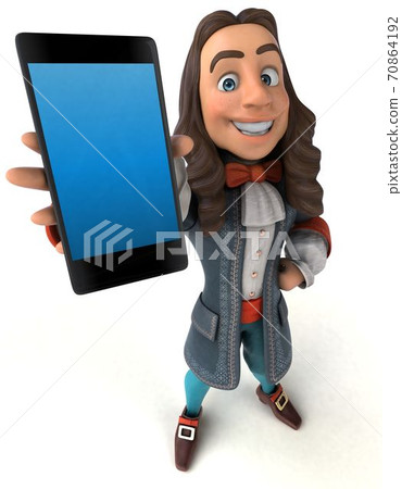 3D Illustration of a cartoon man in historical baroque costume 3D Illustration of a cartoon man in historical baroque costume 70864192